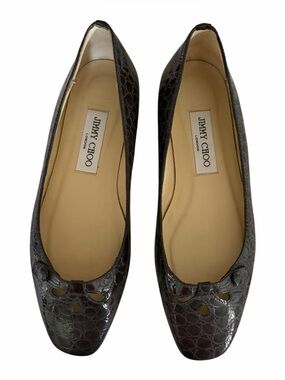 Jimmy Choo Crocodile Embossed Leather Flats